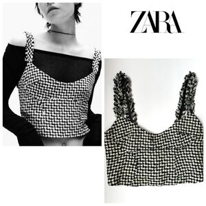 Zara | Monochrome Houndstooth Tank Top | women’s Sz‎ XS|
